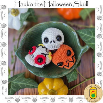 Hakko the Halloween Skull amigurumi pattern by Neith Sand Crochet