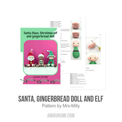 Santa, gingerbread doll and elf amigurumi pattern by Mrs Milly