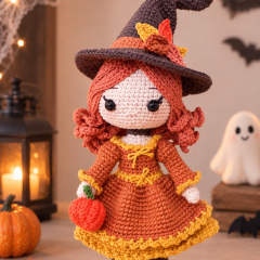 Lila, the romantic little witch amigurumi pattern by Conmismanoss