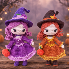 Lila, the romantic little witch amigurumi by Conmismanoss