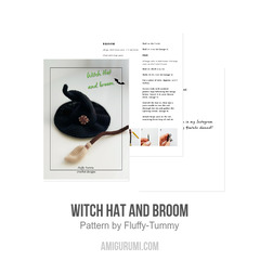 Witch hat and broom amigurumi pattern by Fluffy Tummy