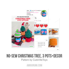 No-Sew Christmas Tree, 3 Pots+Decor amigurumi pattern by CuteVilleToys