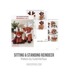 Sitting & Standing Reindeer amigurumi pattern by CuteVilleToys