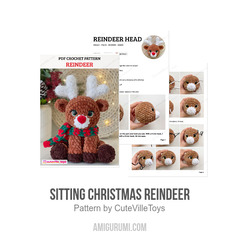 Sitting Christmas Reindeer amigurumi pattern by CuteVilleToys