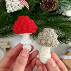 Mushrooms Christmas ornament amigurumi pattern by AmiGuide