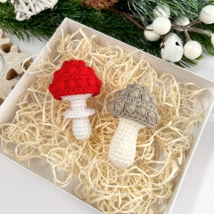Mushrooms Christmas ornament amigurumi pattern by AmiGuide
