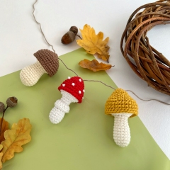 Mushrooms keychain Set of 3 amigurumi pattern by AmiGuide