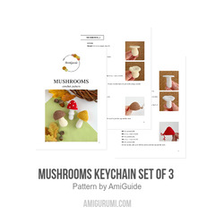 Mushrooms keychain Set of 3 amigurumi pattern by AmiGuide