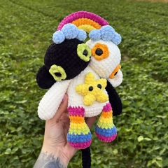 Two-headed Rainbow Monster amigurumi pattern by Amikoro