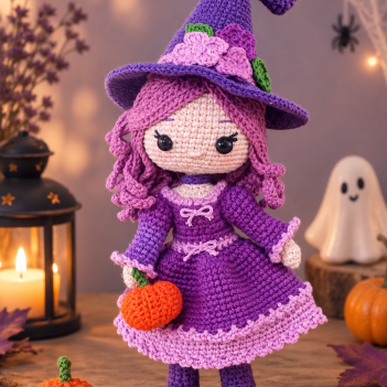 Lila, the romantic little witch amigurumi pattern by Conmismanoss