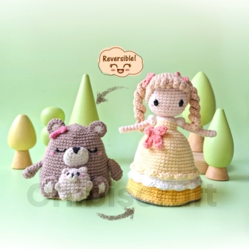 Reversible Goldilocks and The Bears amigurumi pattern by Chibiscraft