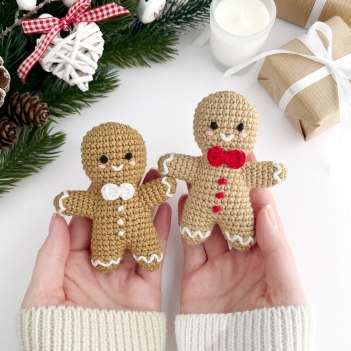 Gingerbread man Christmas ornament amigurumi pattern by AmiGuide