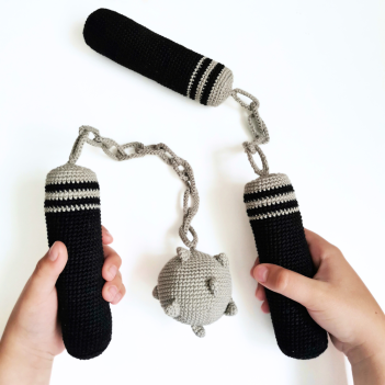 Crochet Toy Weapon Nunchucks & Mace amigurumi pattern by EmmaS Dolls