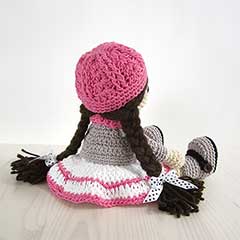 Girl in a dress, jacket, boots and hat amigurumi by Kristi Tullus