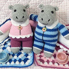Hippo Sleepover Party amigurumi pattern by Janine Holmes at Moji-Moji Design