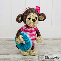 Lily the baby monkey amigurumi pattern by One and Two Company