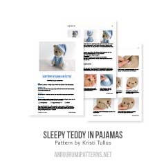 Sleepy teddy in pajamas amigurumi pattern by Kristi Tullus