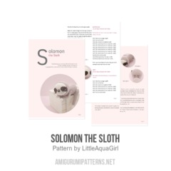 Solomon the Sloth amigurumi pattern by LittleAquaGirl