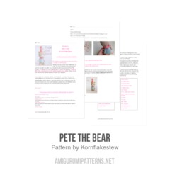 Pete the bear amigurumi pattern by Kornflakestew
