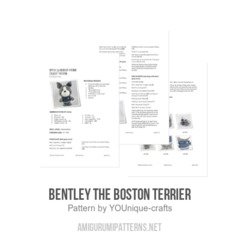 Bentley the Boston Terrier amigurumi pattern by YOUnique crafts
