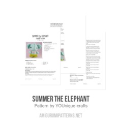 Summer the Elephant amigurumi pattern by YOUnique crafts
