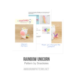 Rainbow Unicorn amigurumi pattern by Snacksies Handicraft Corner