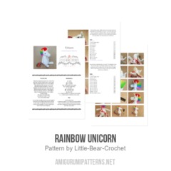 Rainbow Unicorn amigurumi pattern by Little Bear Crochet