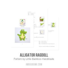 Alligator Ragdoll amigurumi pattern by Little Bamboo Handmade