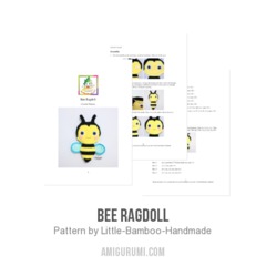 Bee Ragdoll amigurumi pattern by Little Bamboo Handmade