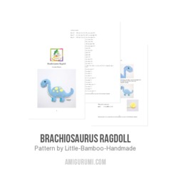 Brachiosaurus Ragdoll amigurumi pattern by Little Bamboo Handmade
