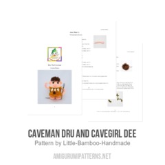 Caveman Dru and Cavegirl Dee amigurumi pattern by Little Bamboo Handmade
