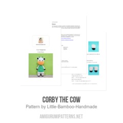 Corby the cow amigurumi pattern by Little Bamboo Handmade