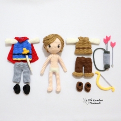 Prince and Hunter Dress-Up Doll amigurumi pattern by Little Bamboo Handmade