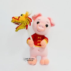 Prosperity Pig And Dragon Dance amigurumi by Little Bamboo Handmade