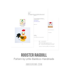 Rooster Ragdoll amigurumi pattern by Little Bamboo Handmade