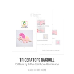 Triceratops Ragdoll amigurumi pattern by Little Bamboo Handmade