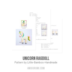 Unicorn Ragdoll amigurumi pattern by Little Bamboo Handmade
