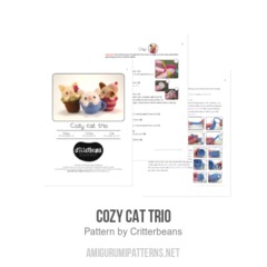 Cozy Cat Trio amigurumi pattern by Critterbeans