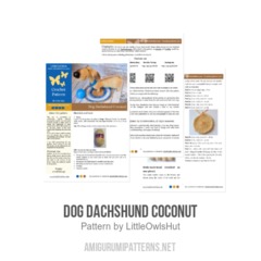 Dog Dachshund Coconut amigurumi pattern by LittleOwlsHut