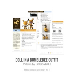 Doll in a Bumblebee outfit amigurumi pattern by LittleOwlsHut