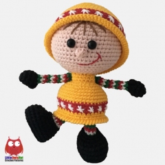 Doll in a Christmas Bell outfit amigurumi by LittleOwlsHut