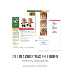 Doll in a Christmas Bell outfit amigurumi pattern by LittleOwlsHut