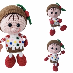 Doll in a Christmas Muffin outfit amigurumi pattern by LittleOwlsHut