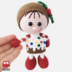 Doll in a Christmas Muffin outfit amigurumi by LittleOwlsHut