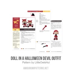 Doll in a Halloween devil outfit amigurumi pattern by LittleOwlsHut