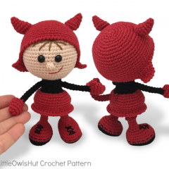 Doll in a Halloween devil outfit amigurumi pattern by LittleOwlsHut