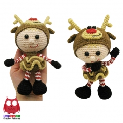 Doll in a Reindeer outfit amigurumi pattern by LittleOwlsHut