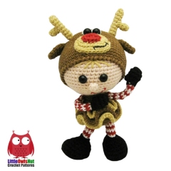Doll in a Reindeer outfit amigurumi by LittleOwlsHut