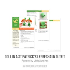 Doll in a St Patrick's leprechaun outfit amigurumi pattern by LittleOwlsHut