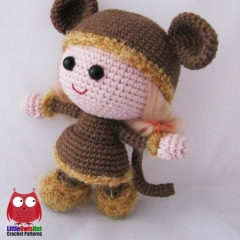 Doll in a Viking Monkey outfit amigurumi pattern by LittleOwlsHut